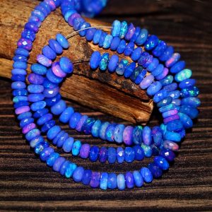 4- 7mm Blue Fired Opal Rondelle Beads