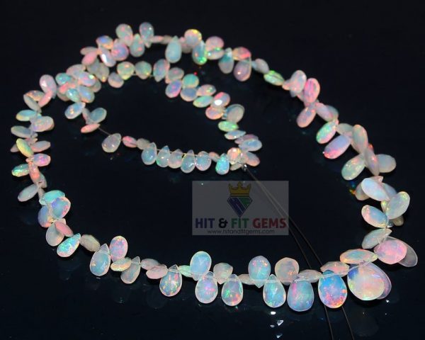 Natural Ethiopian Opal Faceted Briolette Beads, 3-12mm