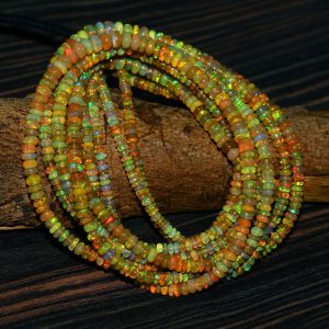 Natural Yellow Ethiopian Opal Rondelle Beads