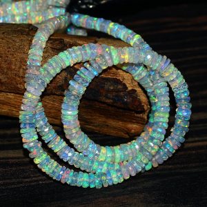 Natural Multi Fire Ethiopian Opal Heishi Beads