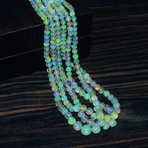 Natural Ethiopian Opal Smooth Round Beads, 3-6mm