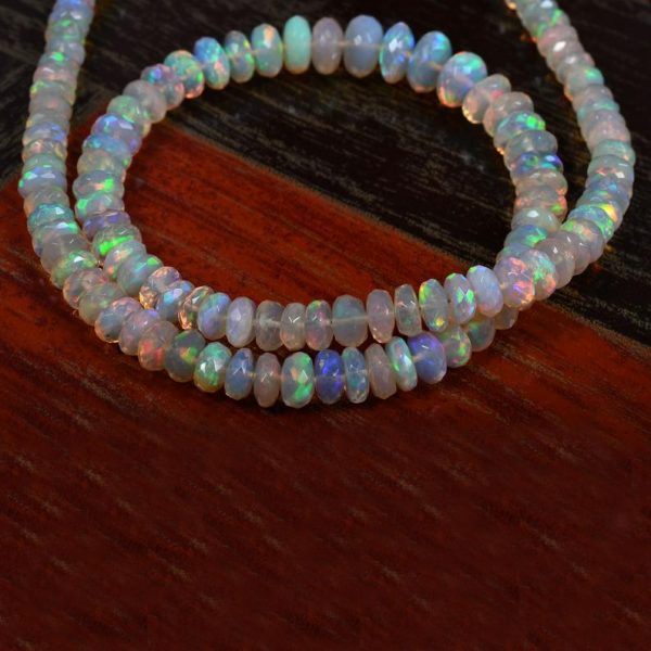 Natural Ethiopian Opal Faceted Rondelle Beads, 5-8mm