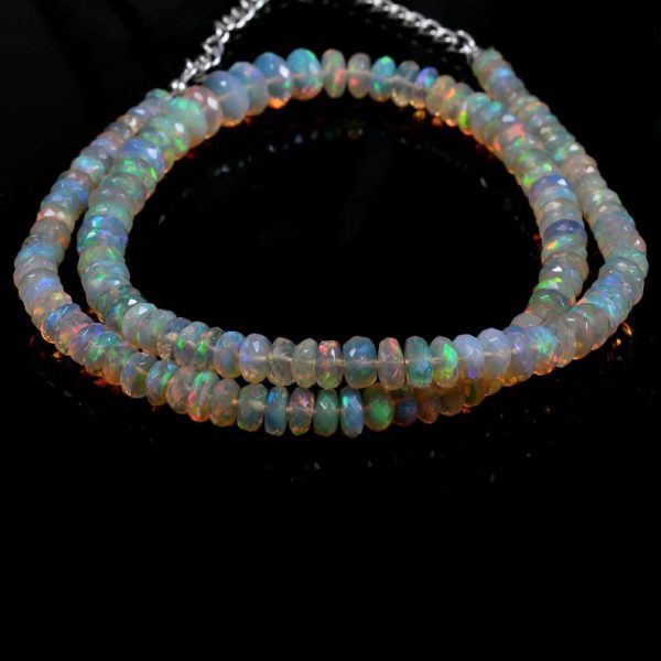 Natural Ethiopian Opal Faceted Rondelle Beads, 5-8mm