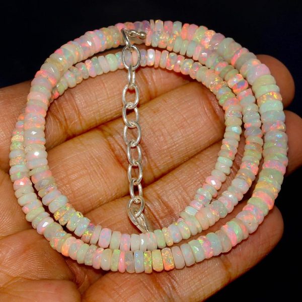 Natural Ethiopian Opal Faceted Heishi Beads, 3-6mm