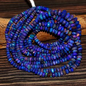 Natural Blue Multi Fire Ethiopian Opal Faceted Beads