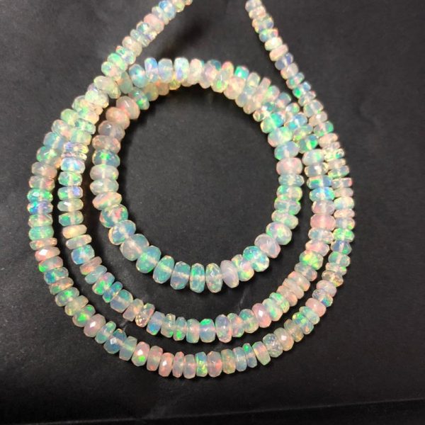 Natural Ethiopian Opal Faceted Rondelle Beads, 5-7mm