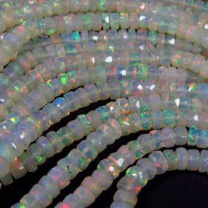 Natural Ethiopian Opal Faceted Rondelle Beads, 3-4mm