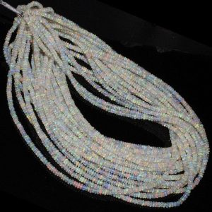 Natural Ethiopian Opal Smooth Rondelle Beads, 3-4mm
