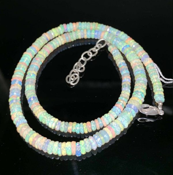 Natural Ethiopian Opal Faceted Heishi Beads, 4-8mm