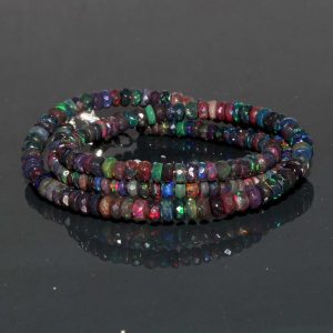 Natural Ethiopian Opal Faceted Rondelle Beads, 3-5mm