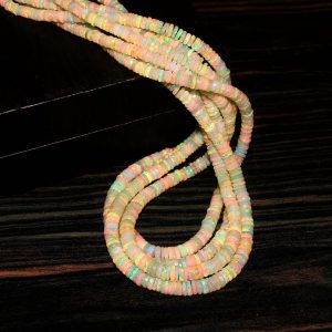 Natural Ethiopian Opal Faceted Heishi Beads, 4-6mm