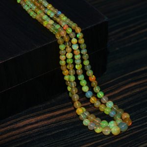 Natural Ethiopian opal Smooth Round Beads, 3-6mm