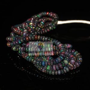 Natural Ethiopian Opal Smooth Rondelle Beads, 8-9mm