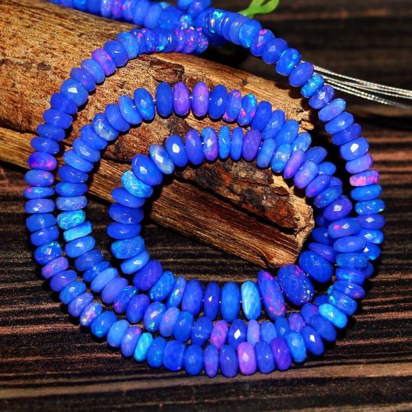multi fire blue opal gemstone beads
