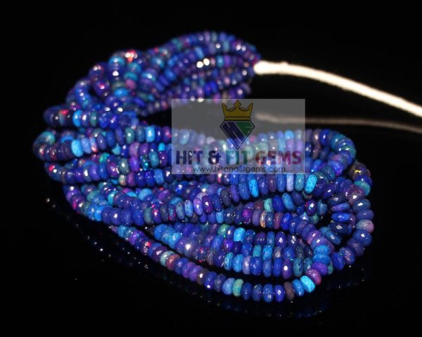 Natural Ethiopian Opal Faceted Rondelle Beads, 5-6.5mm
