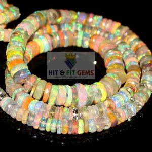 Natural Ethiopian Opal Faceted Heishi Beads, 5-9mm