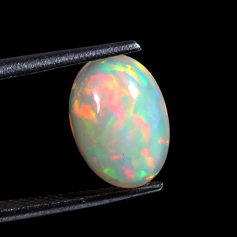 Rainbow Fire Opal Size 15.2X11.4X5  MM Opal A++ Smooth Oval  Shape Opal Gemstone Quality Opal. Natural Ethiopian Opal Cabochon