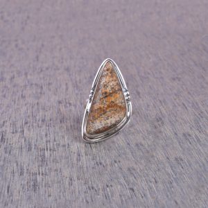 Natural Picture Jasper & Solid 925 Sterling Silver Gemstone Ring - R1029