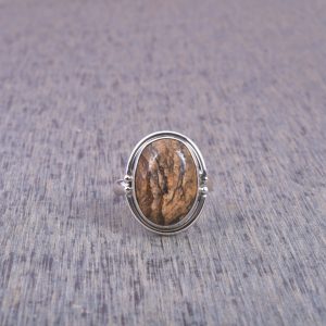 Natural Jasper & Solid 925 Sterling Silver Gemstone Ring - R1020