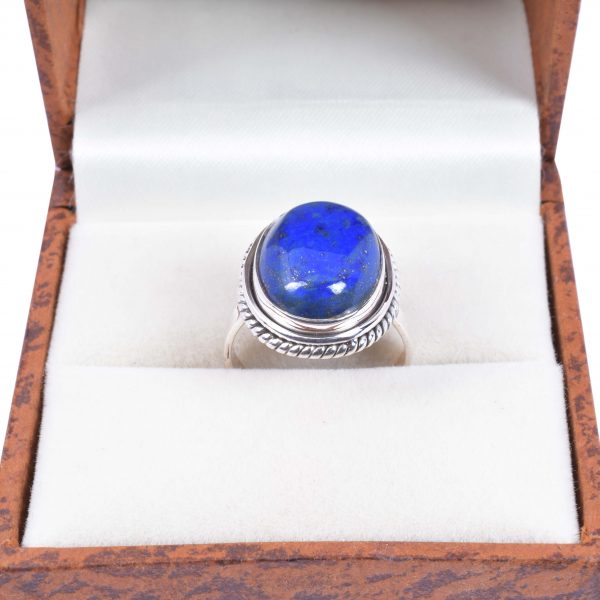 Genuine Lapis lazuli & Solid 925 Sterling Silver Gemstone Ring - R1002