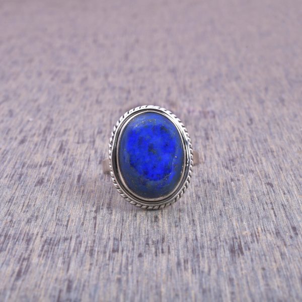 Genuine Lapis lazuli & Solid 925 Sterling Silver Gemstone Ring - R1002