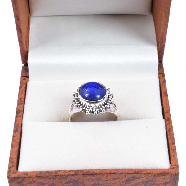 Genuine Lapis lazuli & Solid 925 Sterling Silver Gemstone Ring - R1004