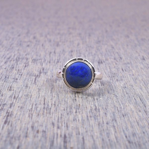 Genuine Lapis lazuli & Solid 925 Sterling Silver Gemstone Ring - R 1003