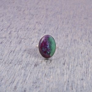 Natural green gemstone ring