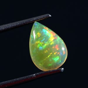 1cts Natural Ethiopian opal yellow fire smooth pear shape gorgeous gemstone - 381
