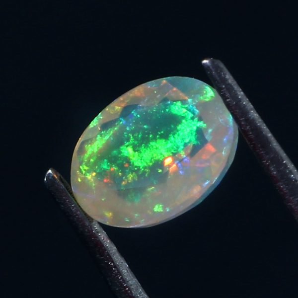 1 Cts Natural ethiopian opal faceted yellow gemstone oval shape - 414