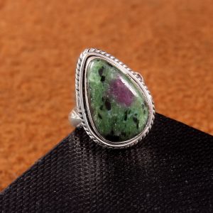 Natural Ruby Zoisite & Solid 925 Sterling Silver Gemstone Ring - R1231