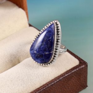 Natural blue gemstone ring