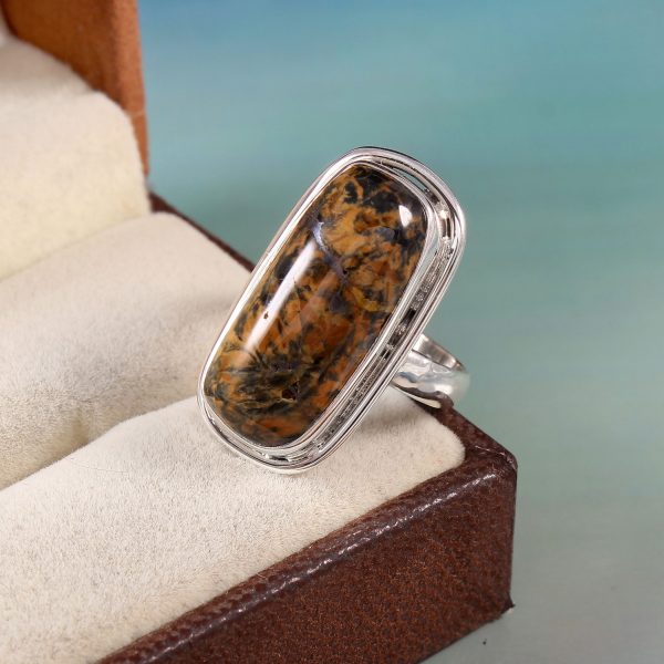 Natural Ocean Jasper & Solid 925 Sterling Silver Gemstone Ring - R1235