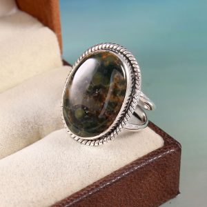 Natural Ocean Jasper & Solid 925 Sterling Silver Gemstone Ring - R1206