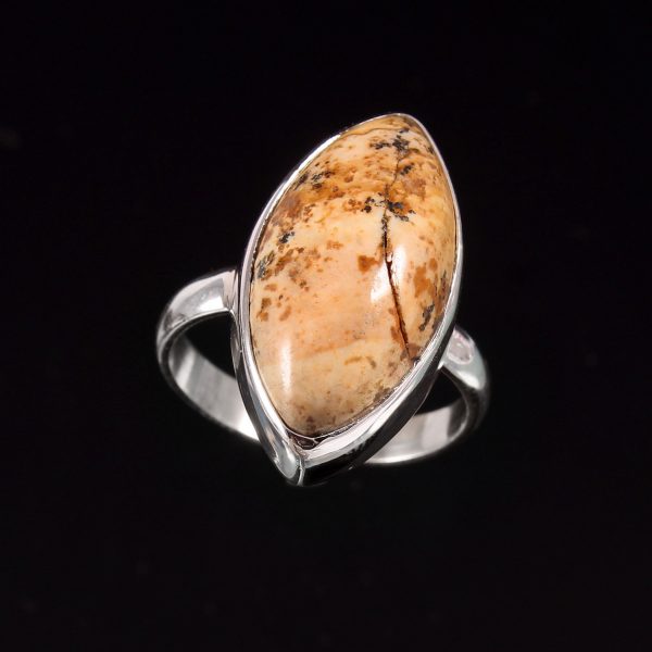 Natural Picture Jasper & Solid 925 Sterling Silver Gemstone Ring - R1205