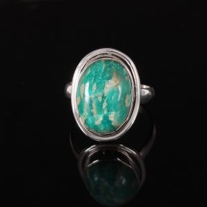 Natural Amazonite & Solid 925 Sterling Silver Gemstone Ring - R1210
