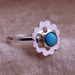 Natural Turquoise & Solid 925 Sterling Silver Gemstone Ring - R 1363