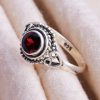 Natural Red Garnet & Solid 925 Sterling Silver Gemstone Ring - R 1358