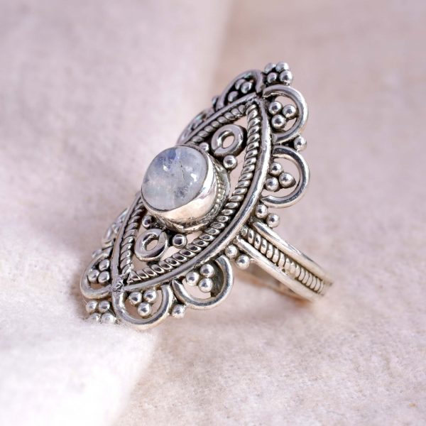 Natural Moonstone & Solid 925 Sterling Silver Gemstone Ring - R 1480