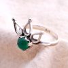 Natural Green onyx & Solid 925 Sterling Silver Gemstone Ring - R 1434
