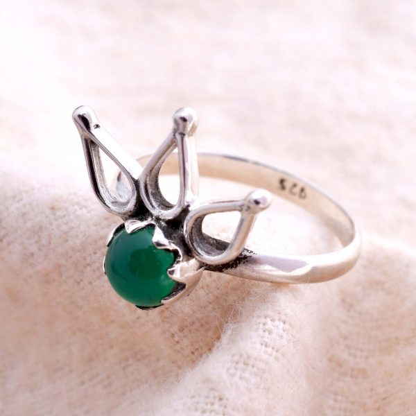 Natural Green onyx & Solid 925 Sterling Silver Gemstone Ring - R 1434