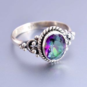 Natural Mystic Topaz & Solid 925 Sterling Silver Gemstone Ring - R 1408