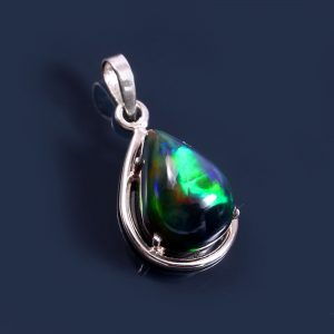 Natural Ethiopian Opal Stone 925 Sterling Silver Pendant Jewelry P-637