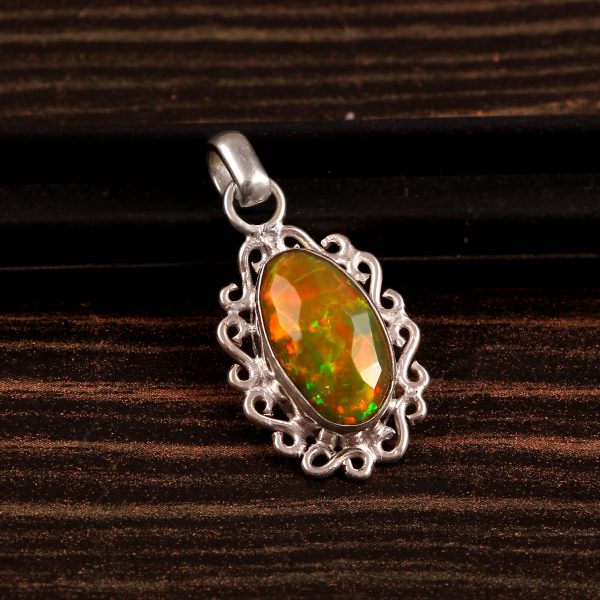 Natural Opal Stone 925 Sterling Silver Pendant Jewelry P-610
