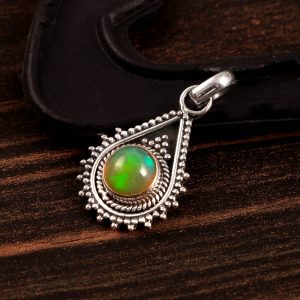 Ethiopian Opal Stone 925 Sterling Silver Pendant Jewelry P-599