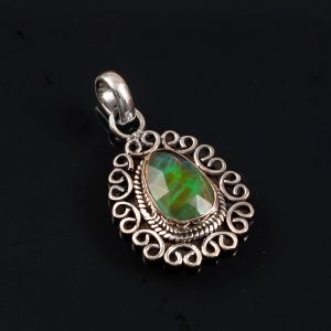 Ethiopian Opal Stone 925 Sterling Silver Pendant Jewelry P-576
