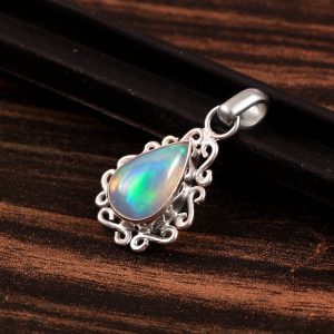 Natural ethiopian Opal Stone 925 Sterling Silver Pendant Jewelry P-546