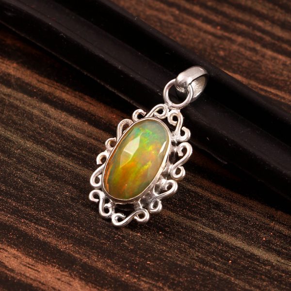Natural Opal Stone 925 Sterling Silver Pendant Jewelry P-607