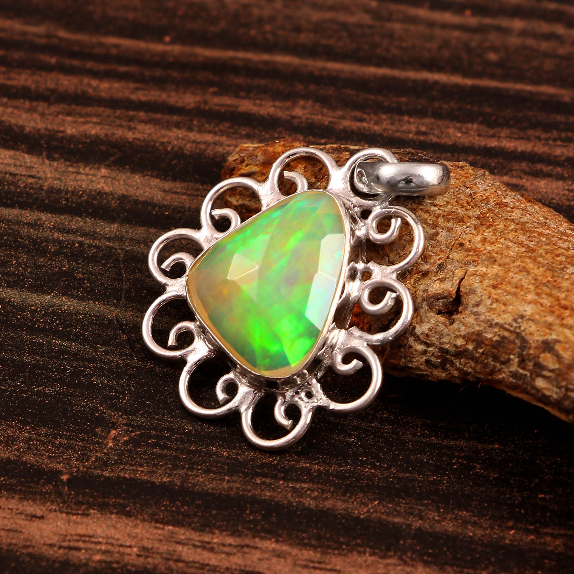 925 SOLID STERLING SILVER NATURAL BLACK ETHIOPIAN OPAL RING S670 