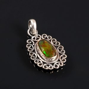 Ethiopian Opal Stone 925 Sterling Silver Pendant Jewelry P-579
